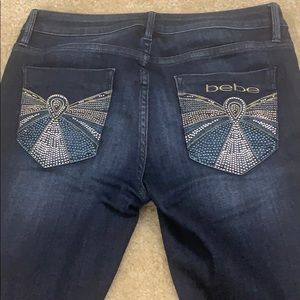 Bebe Dark Blue w/ Silver & Gold Logo Jean